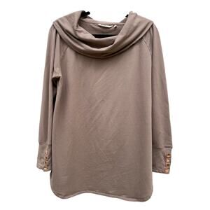 Soft Surroundings Cowl Neck Tan Brown Pullover Tunic Sweatshirt Size Medium